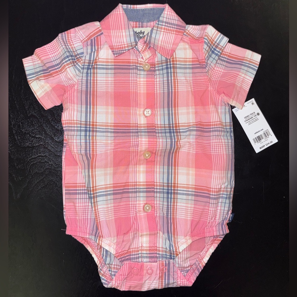 Oshkosh Infant Plaid Short Sleeve Onesie